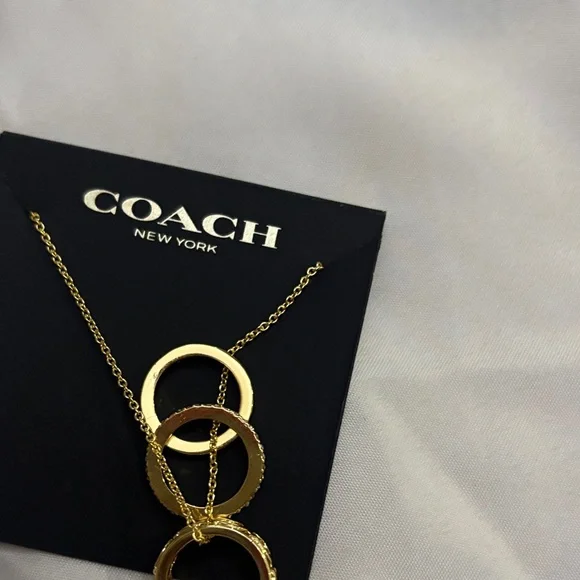 Coach Gold Triple Ring Pendant Necklace - Picture 2 of 5
